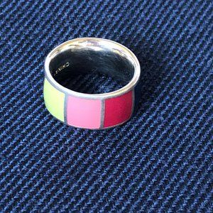 Coach multicolor striped ring